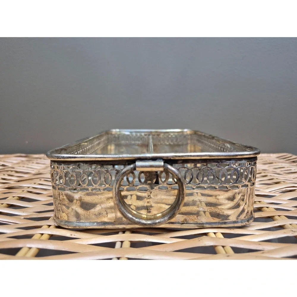 Bombay Company Silverplate Perforated Cutlery Tray with Divider 3105821